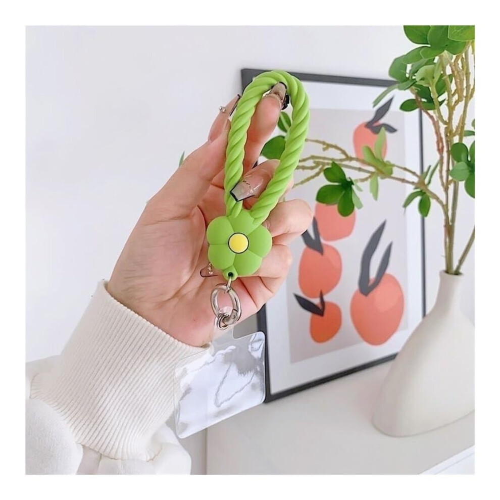 Flower Braid Phone Charm Strap For A7, Short Beaded Wrist Lanyard Keychain For Phone And Bag 9092120135008