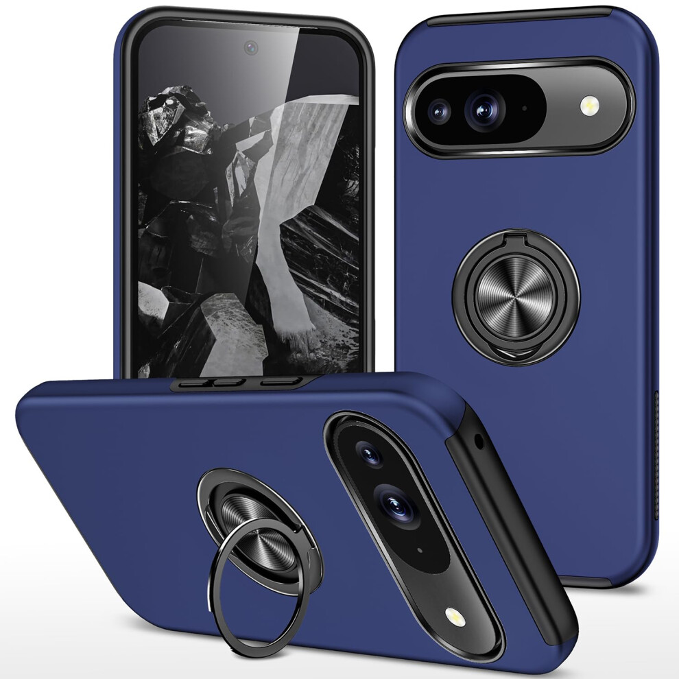 Case With Ring Kickstand, Military Grade Shockproof Armor Protective Cover For Pixel 9 And Pixel 9 Pro Blue 9092120135046
