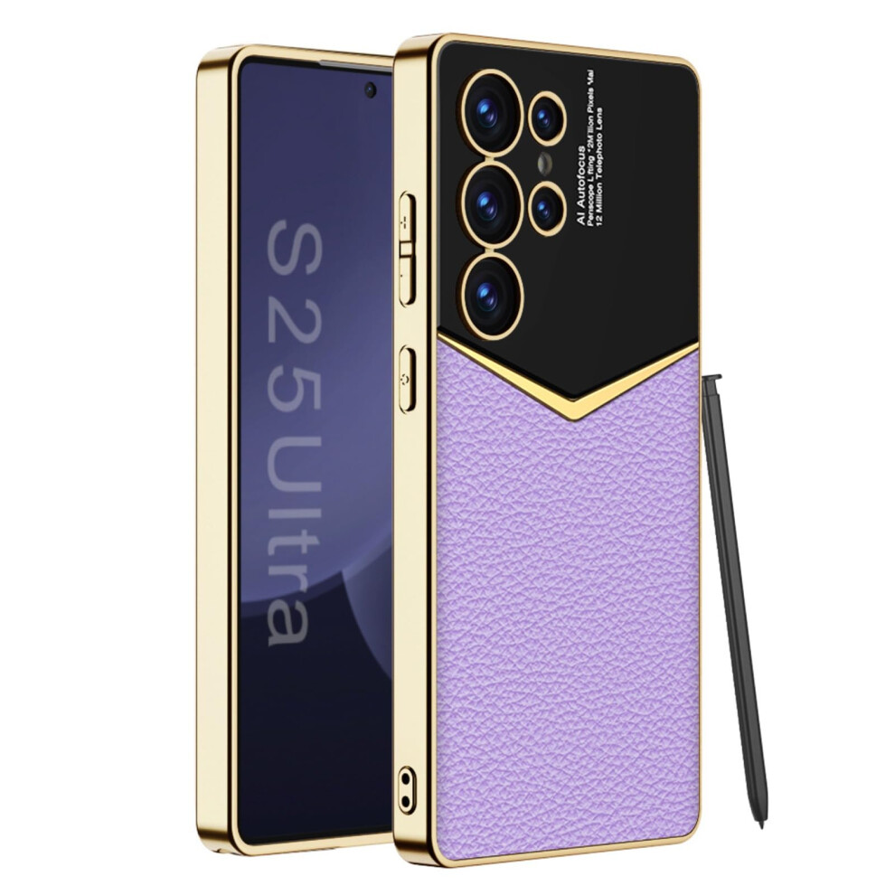 Case For Samsung Galaxy S25 Plus Leather Cover, Slim Shockproof Drop Protection Ultrathin Design Purple 9771547512301