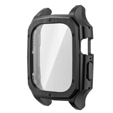 Case for Apple Watch Ultra 49mm with Tempered Glass Screen Protector, Exact Fit Durable Black Bumper Frame