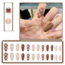 24pcs Glitter Press On Nails with Adhesive Tape, Full Cover False Nails Set for Instant Salon Look