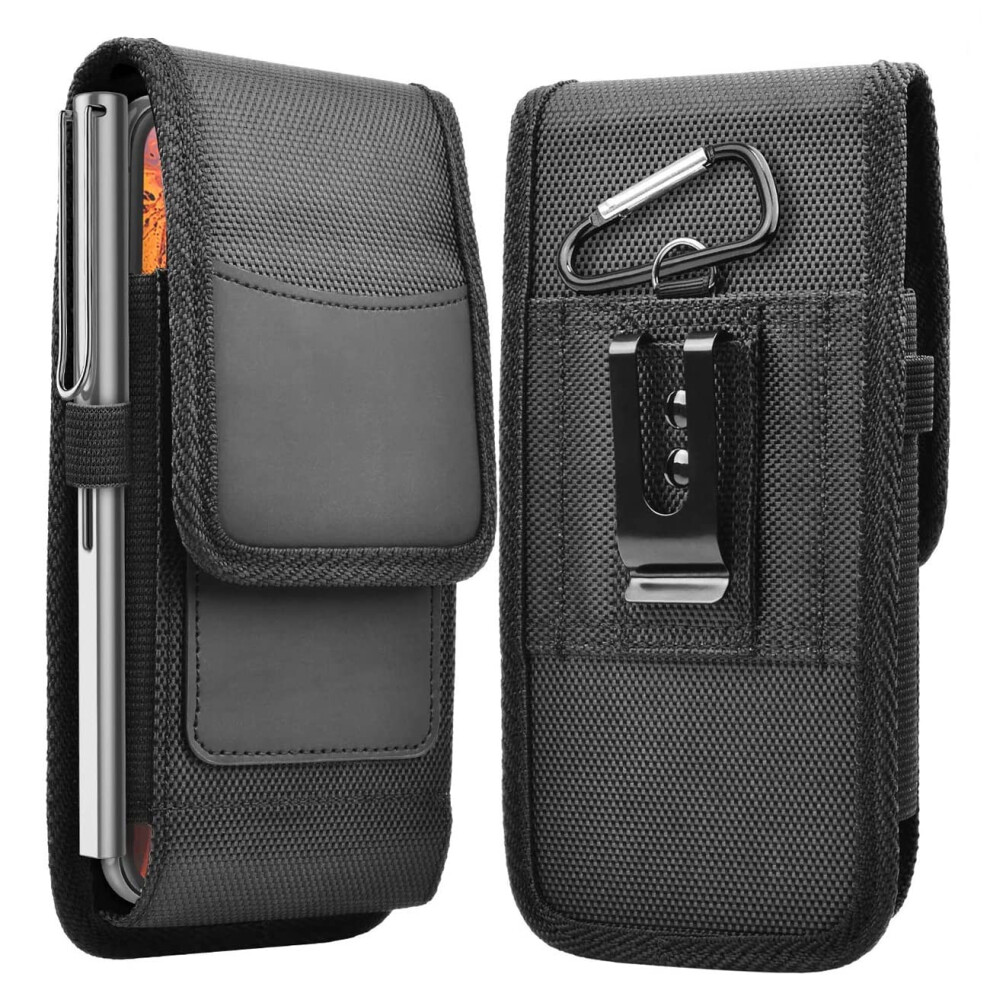 Vegan Leather Wallet Phone Holster Case For Nuu X10 5G With Belt Clip And Card Holder Black 9330225961611
