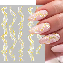SelfAdhesive Nail Art Stickers Marble and Stripe Decals Set 5 Sheets for French Manicure DIY