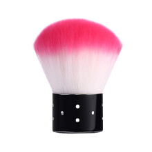 Rose Red Nail Dust Brush with Soft Nylon Bristles and Stainless Steel Handle for Acrylic and Gel Nails