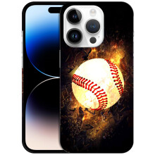Baseball On Fire Case for iPhone 14 Pro Slim Hard Plastic Protective Cover with Precise Camera Fit