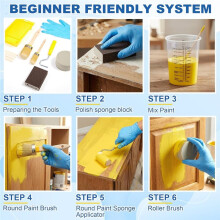 20 Pieces Paint Brush and Roller Set, Sponge, Tray Liner, Nitrile Gloves, Sponge Block, Mixing Sticks and Cups