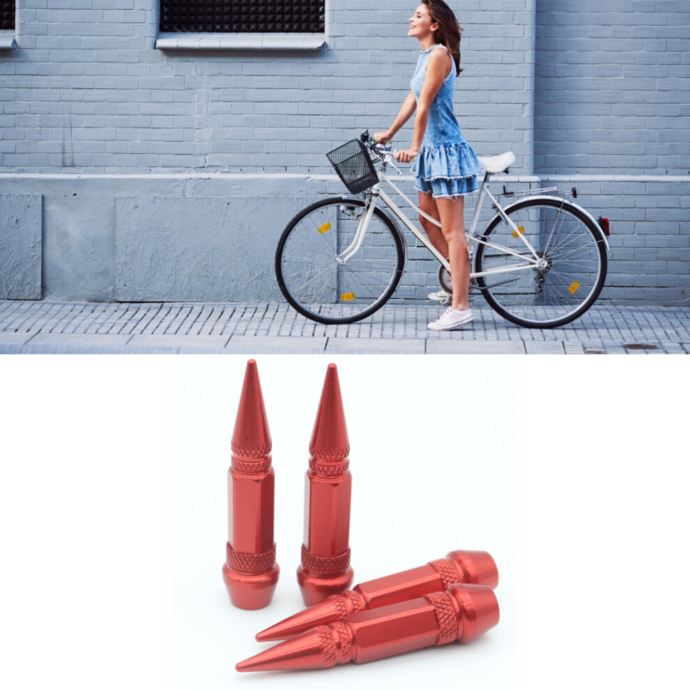 4Pcs Stainless Steel Tire Valve Stem Caps 60Mm For Car Bike Motorcycles Red 8441389847794