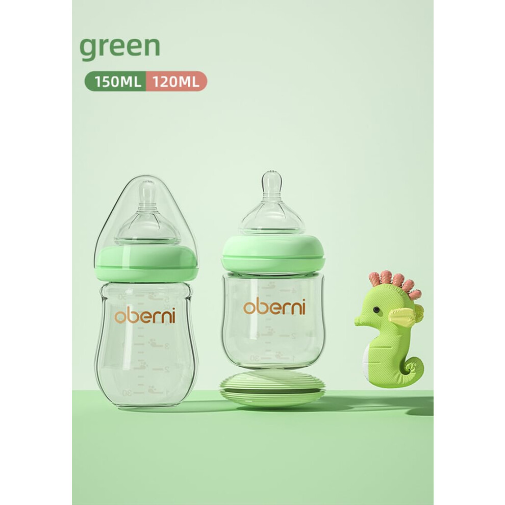 Oberni Glass Baby Bottles With Level1 Slow Flow Breastlike Silicone Te