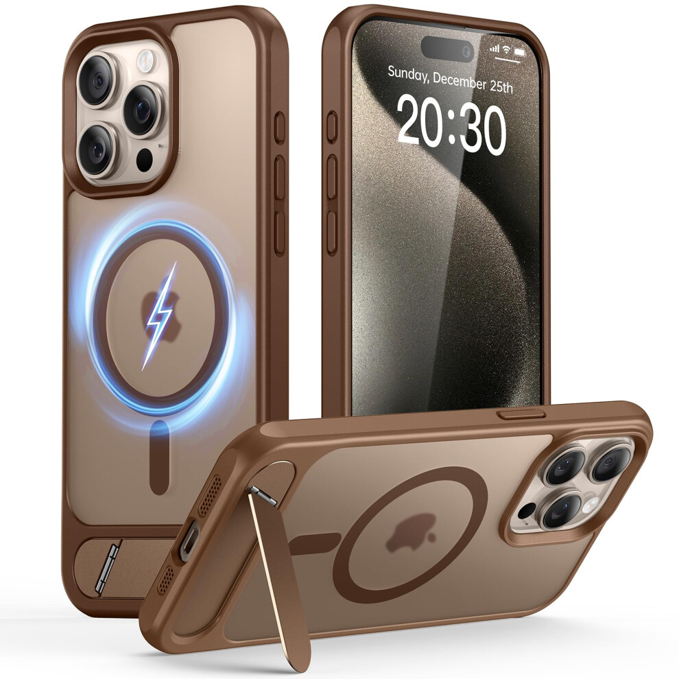 Case With Foldable Aluminum Kickstand, Military Grade Drop Protection, For Magsafe And Iphone 15 Pro Max Bronze 9330225917809
