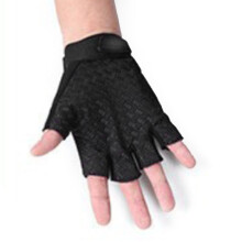 Outdoor Cycling Half Finger Gloves Black PVC Rubber Silicone Free Size