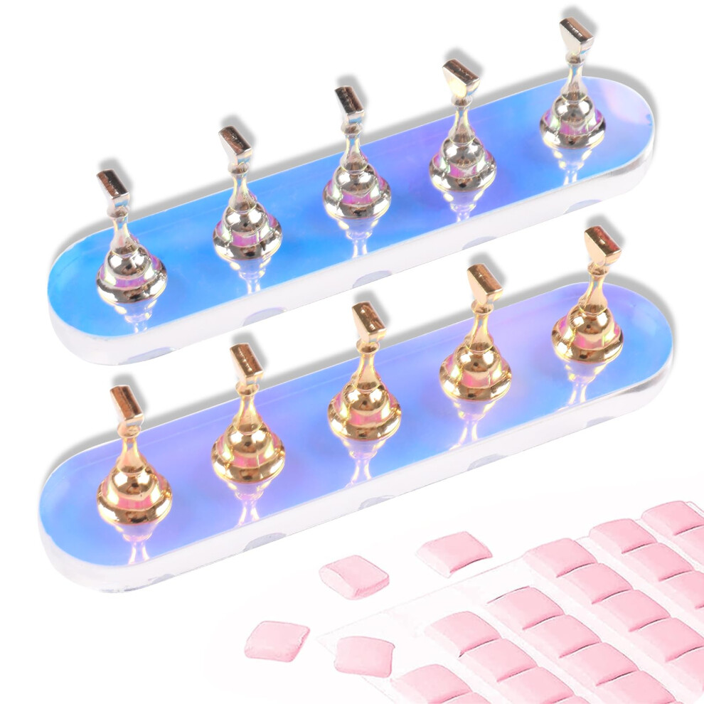 Acrylic Magnetic Nail Art Display Stand Set with 96pcs Reusable Putty for Press On Nails