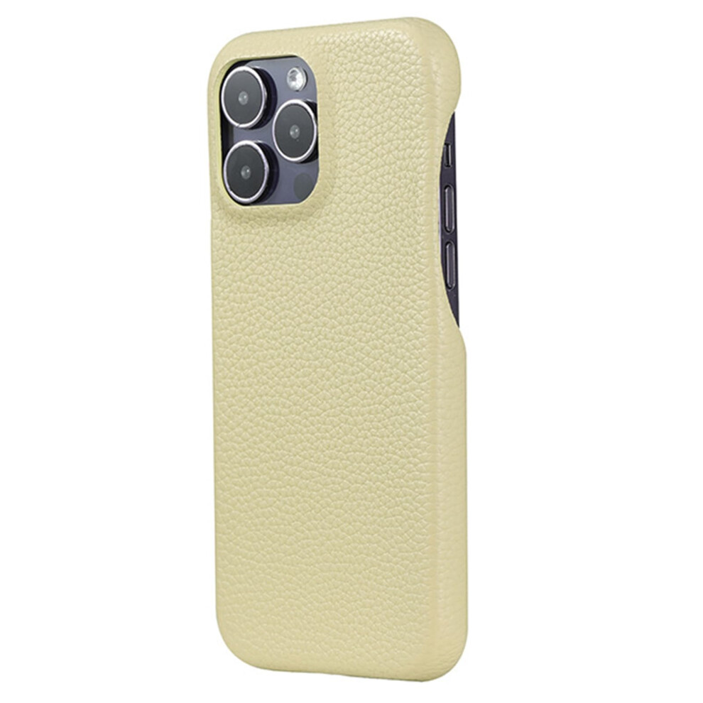 Leather Case For Iphone 15 Pro Max Shockproof Slim Cover With Raised Edge And Wireless Charging Compatible Yellow 9330225917823