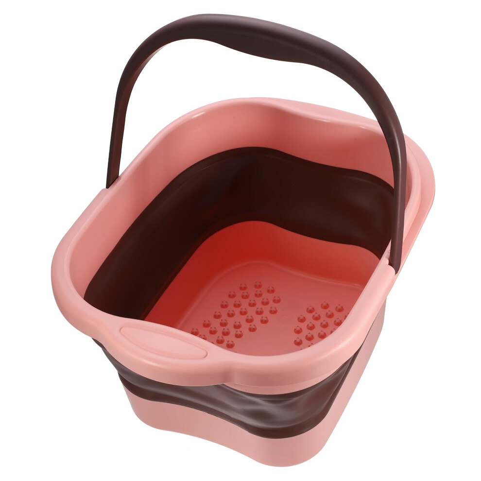 Pink Collapsible Foot Bath With Massage Nodes, 15L Foot Soak Tub With Handle For Home Spa,