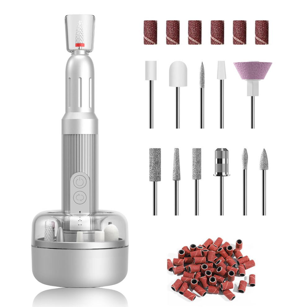 Electric Nail Drill Kit Cordless Rechargeable Nail File for Acrylic Nails with 12 Bits and 36 Bands