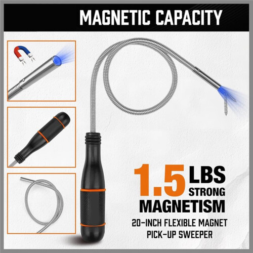 4-Piece Telescoping Magnetic Pickup Tools Set, Extendable & Flexible Bendable Spring Magnet Sticks for Metal Retrieval 2