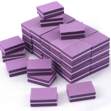 50pcs Mini Purple Nail Buffer Blocks 100/180 Grit DoubleSided for Fast Shaping and Polishing