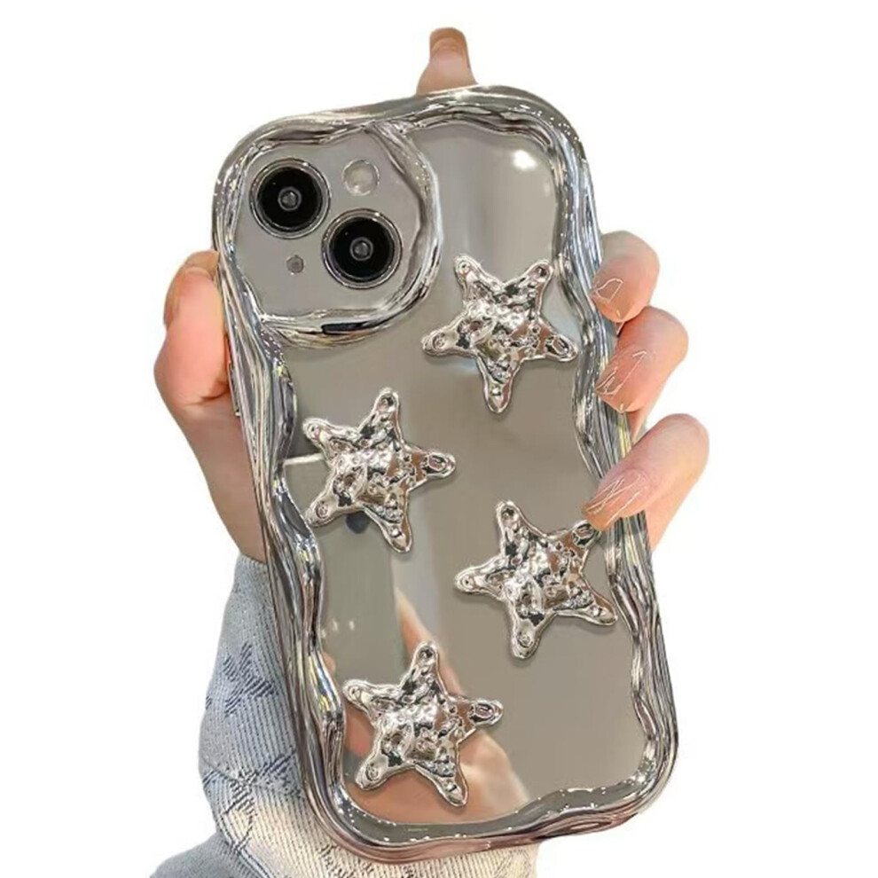 Glitter Star Silicone Case For Iphone 13 Pro Max, Shockproof With Detachable Wrist Strap And Chain Silver 9771547512615