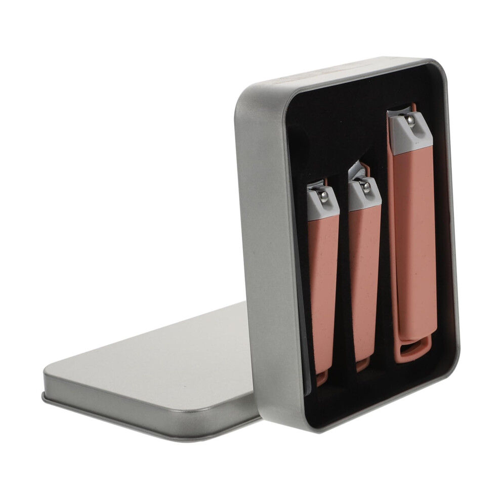 Pink Carbon Steel Nail Clippers Set With Ergonomic Grip For Precise Cutting, Compact Travel Manicure Kit