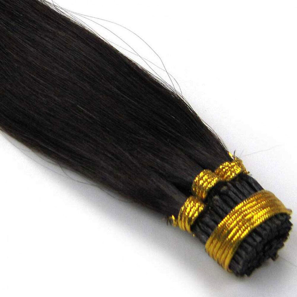 Unisex Black,Brown Remy Human Hair I Tip Extensions Keratin Bond Natural Black Brown 18 Inch For Seamless Fusion