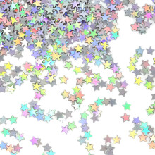 Silver Star Confetti 6mm 60g Glitter Star Sequins for Crafts, Nail Art, Weddings, Parties, Festivals