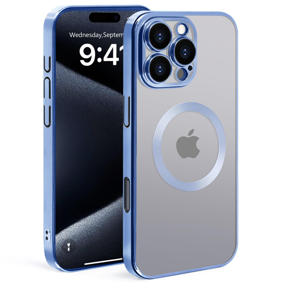 Case For Iphone 16 Pro Max Magsafe Magnetic Lock, Military Drop Protection, AntiâYellow Crystal Clear Blue 9330225918134