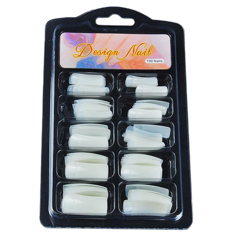 100Pcs Acrylic False Nail Tips Multiple Sizes Straight Cut French Style for DIY Manicure