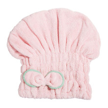 Microfiber Hair Towel Wrap with Fast Water Absorption and Frizz Reduction, Pink Hair Drying Cap