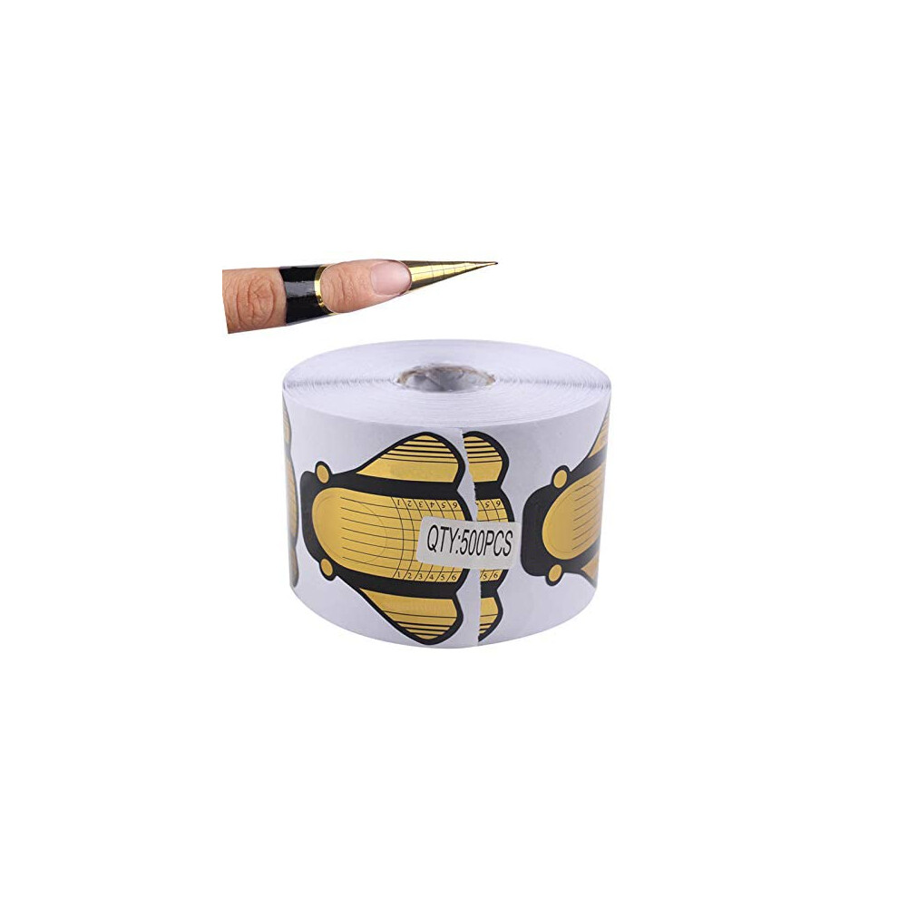 Gold 500Pcs Nail Forms Roll With Accurate Length Markings For Acrylic And Uv Gel Extensions
