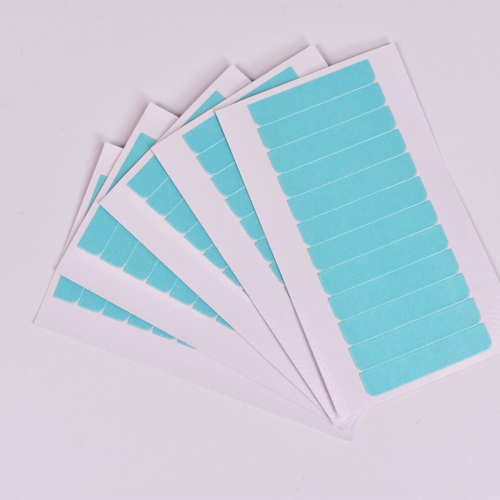 Unisex Blue Hair Extension Tape Waterproof Double Sided Wig Adhesive Tabs Strong Hold Easy Peel 60Pcs