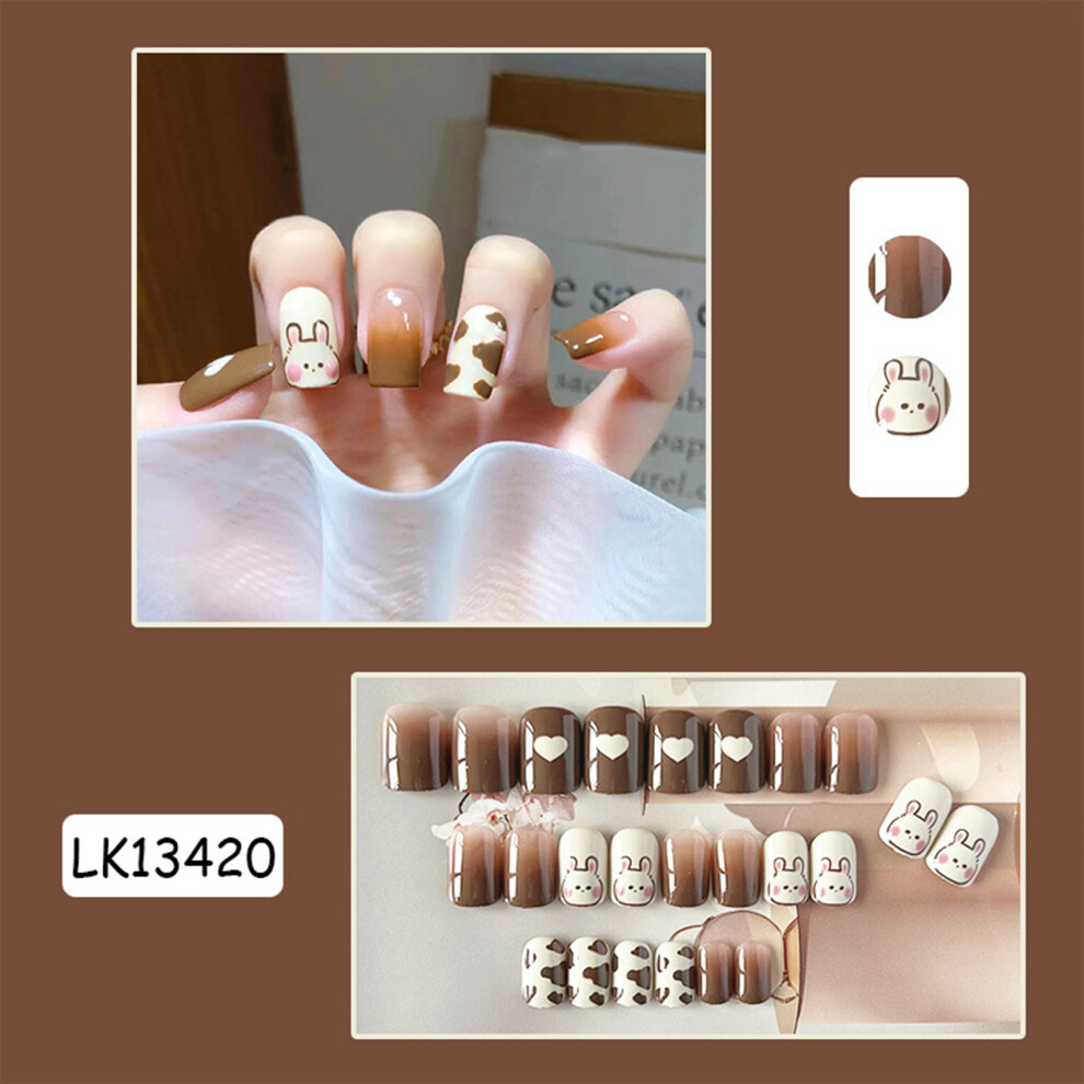 Dachuang Beauty (Jelly Glue Model) Milk Coffee Fake Nails, Non-Toxic Diy Manicure Set