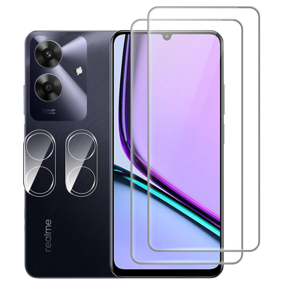 Screen Protector And Camera Lens Shield 2+2 Pack 9H Hardness Hd Tempered Glass For Realme Note 60 9073542650454
