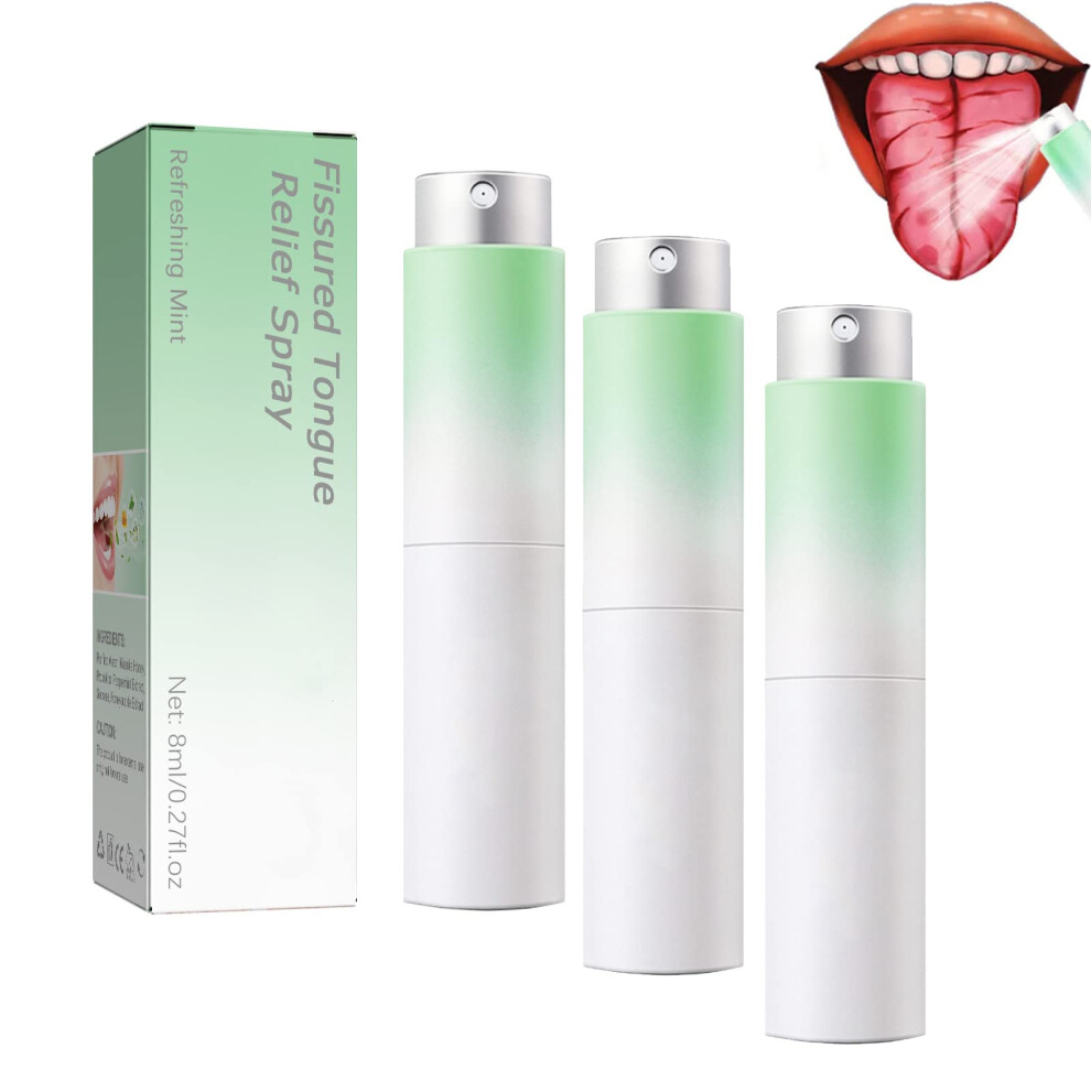 Tongue Cleaner Spray 8ml Pack of 3 for Fissured Tongue Relief and Fresh Mint Breath