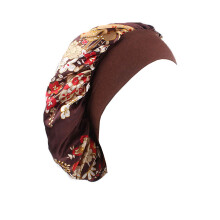 Silk Sleeping Cap for Women Satin Hair Bonnet Frizz Reduction Wide Band One Size Coffee