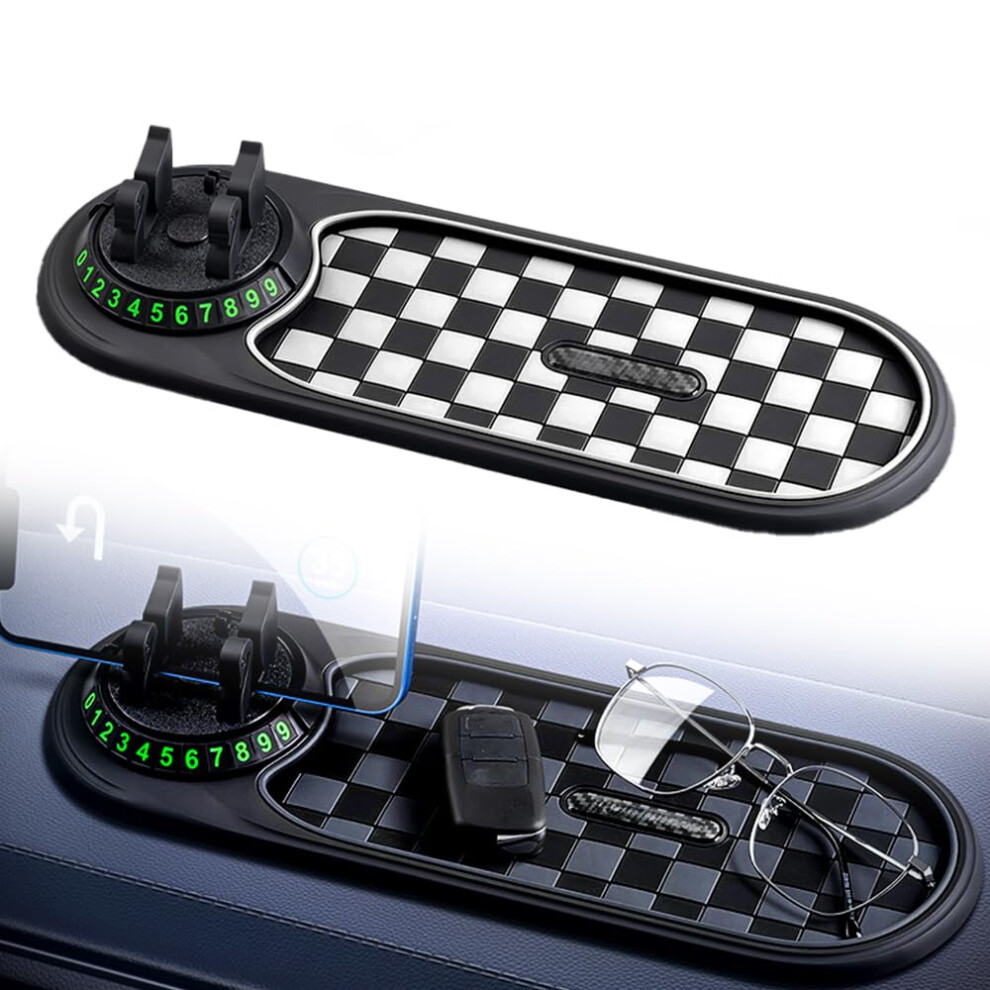 2025 Rotatable Car Dashboard Phone Holder Antislip Mat With Temporary Parking Number Display Black/White 9092120135879
