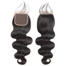 Brazilian Body Wave Lace Closure 4x4 20 Inch Virgin Human Hair, Pre Plucked Bleached Knots