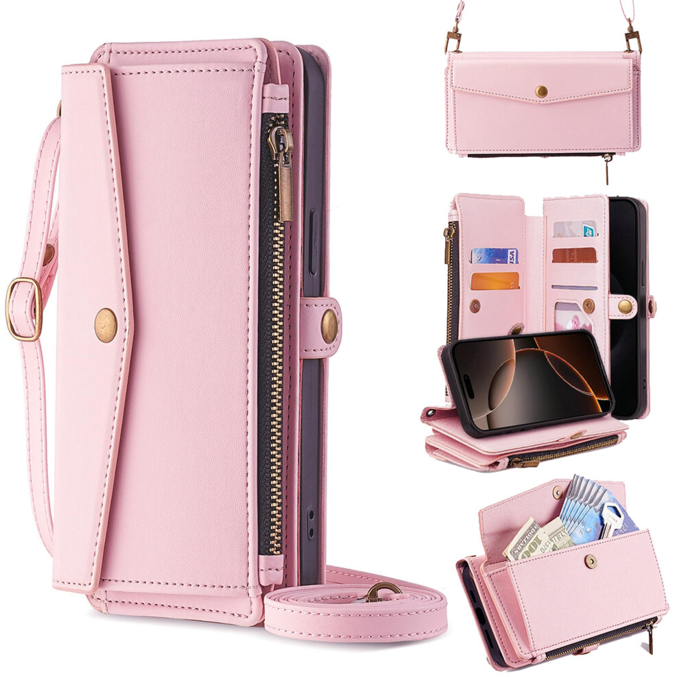 Wallet Case Pu Leather With Zipper And Flap Design Large Capacity Protective Cover For Iphone 14 Blue 9771547388883