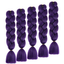Synthetic Braiding Hair Extensions Ombre Jumbo Twist Braids Heat Resistant 24 Inch Purple 5 Packs