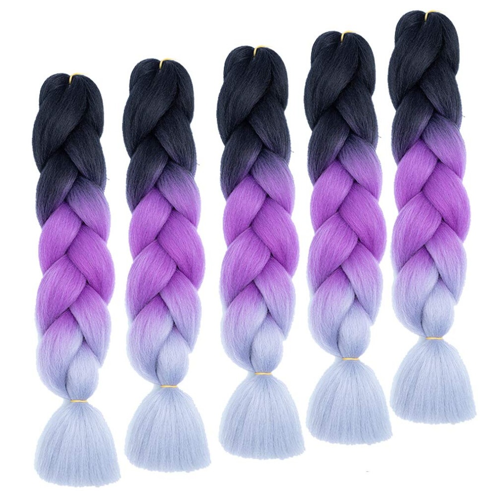 Synthetic Braiding Hair Extensions Ombre Jumbo Twist Braids 24 Inch Heat Resistant Fiber 5 Packs