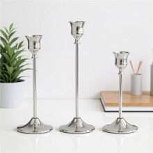 Elegant 6-Piece Silver Taper Candle Holder Set for Table Centerpieces & Home Decor