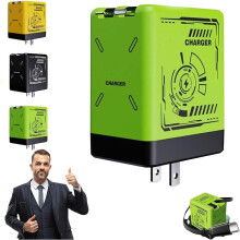 2in1 PD 30W Fast Charging Power Adapter with Retractable Cables and Foldable Plug for Smartphone (Green)