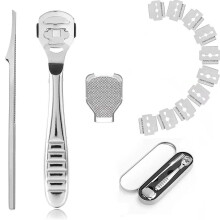 Stainless Steel Foot Callus Remover with 10 Replaceable Blades for Dead Skin Removal Pedicure Kit