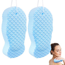 2 PCS Soft PVA Bath Sponge for Gentle Skin Exfoliation, Reusable Body Shower Sponge for Adults and Kids, Blue