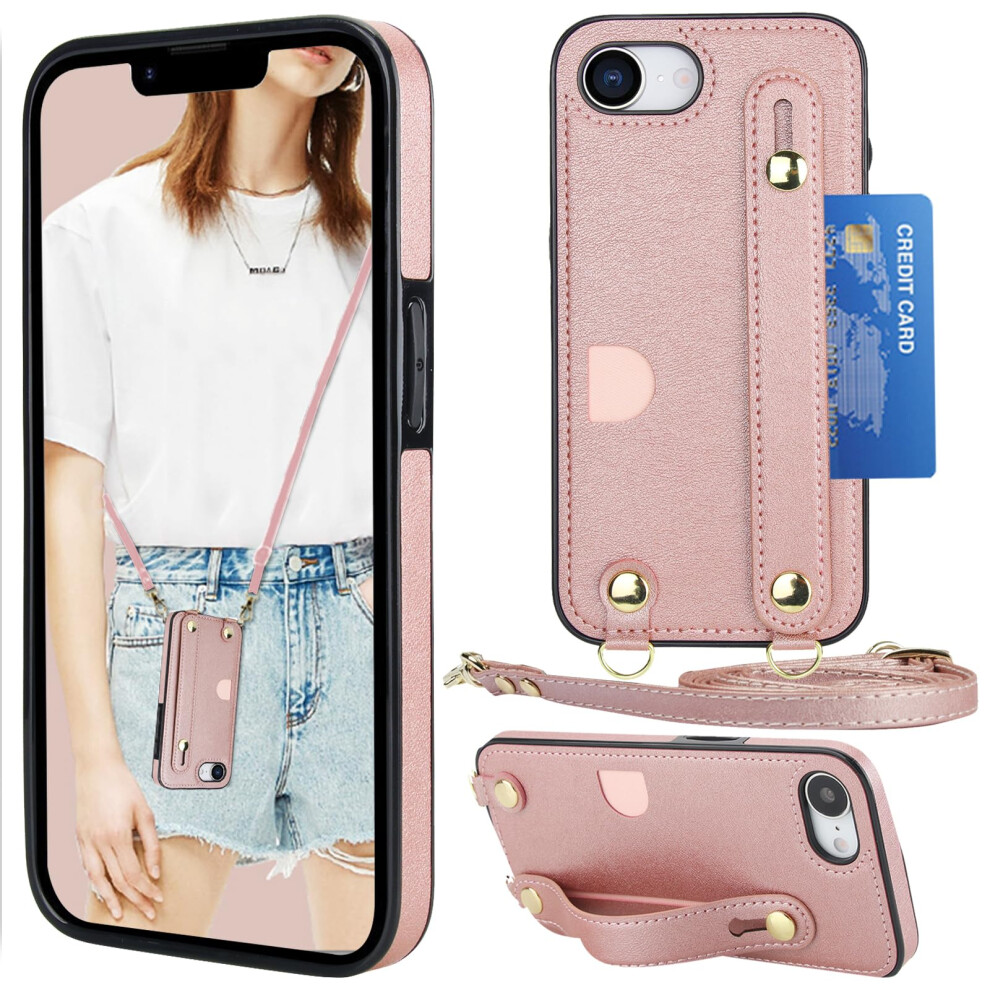 Crossbody Wallet Case Rose With Adjustable Strap And BuiltâIn Card Holder For Iphone 16E Gold 9073542650973