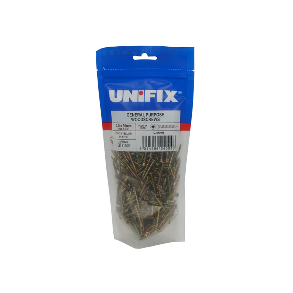 Unifix General Purpose Chippy Woodscrews 5.0 X 50Mm - Pou9chippy/175 - Box Of 900 5014196541020