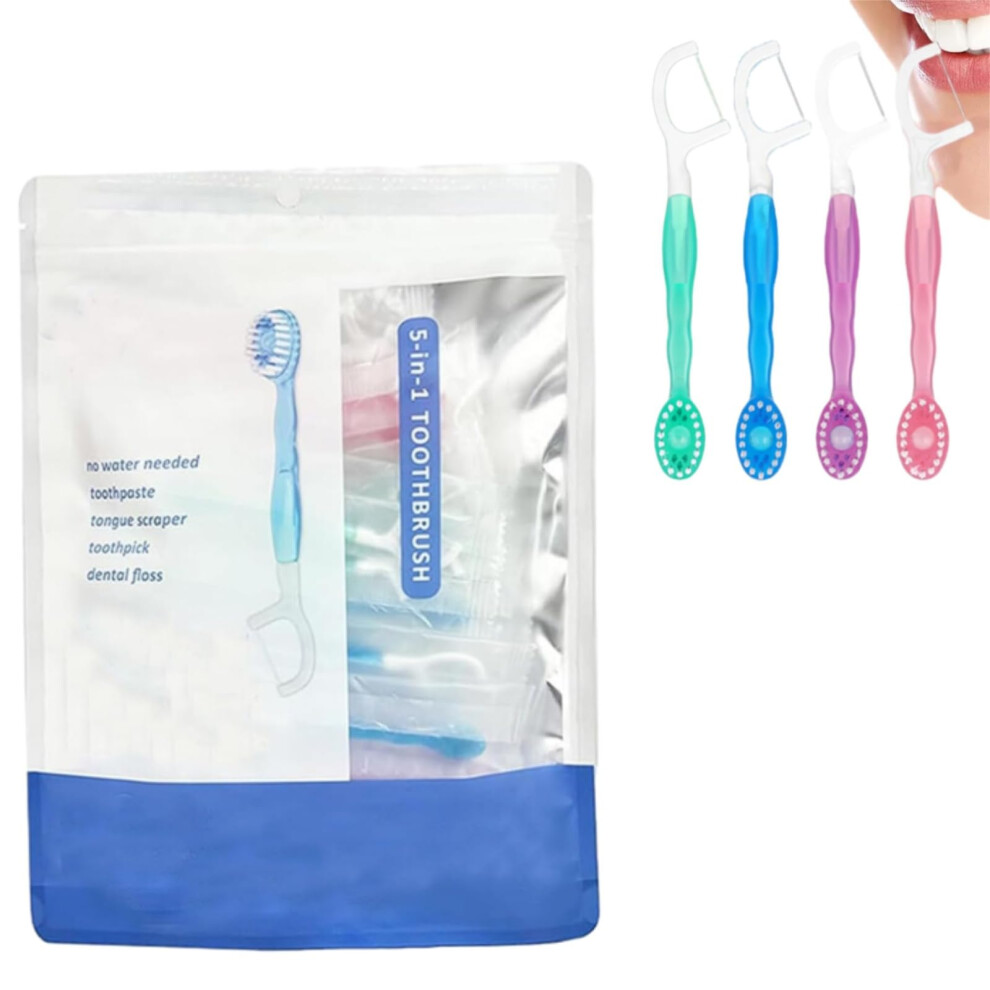 5 in 1 Travel Toothbrush Set with Builtin Toothpaste Dispenser and Floss, 26PCS Compact Pack