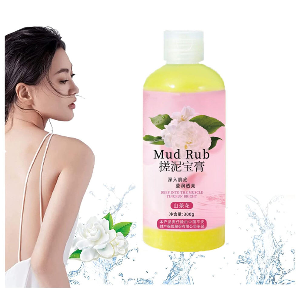 Gentle Exfoliating Body Scrub Gel with Aloe Vera, Moisturizing Mud Formula, Floral Scent