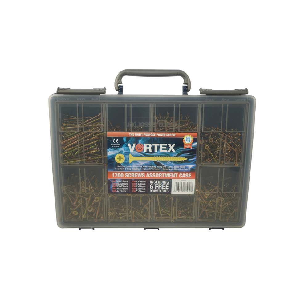 Vortex High-Performance Multi-Purpose Woodscrews Zyp Ce - 1700 Pce Assorted - Box Of 4