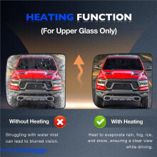 Heated Upper & Lower Tow Mirror Spotter Glass Lens for RAM 1500 2500 3500 2010-2020 Left 68067729AA & 68067731AA