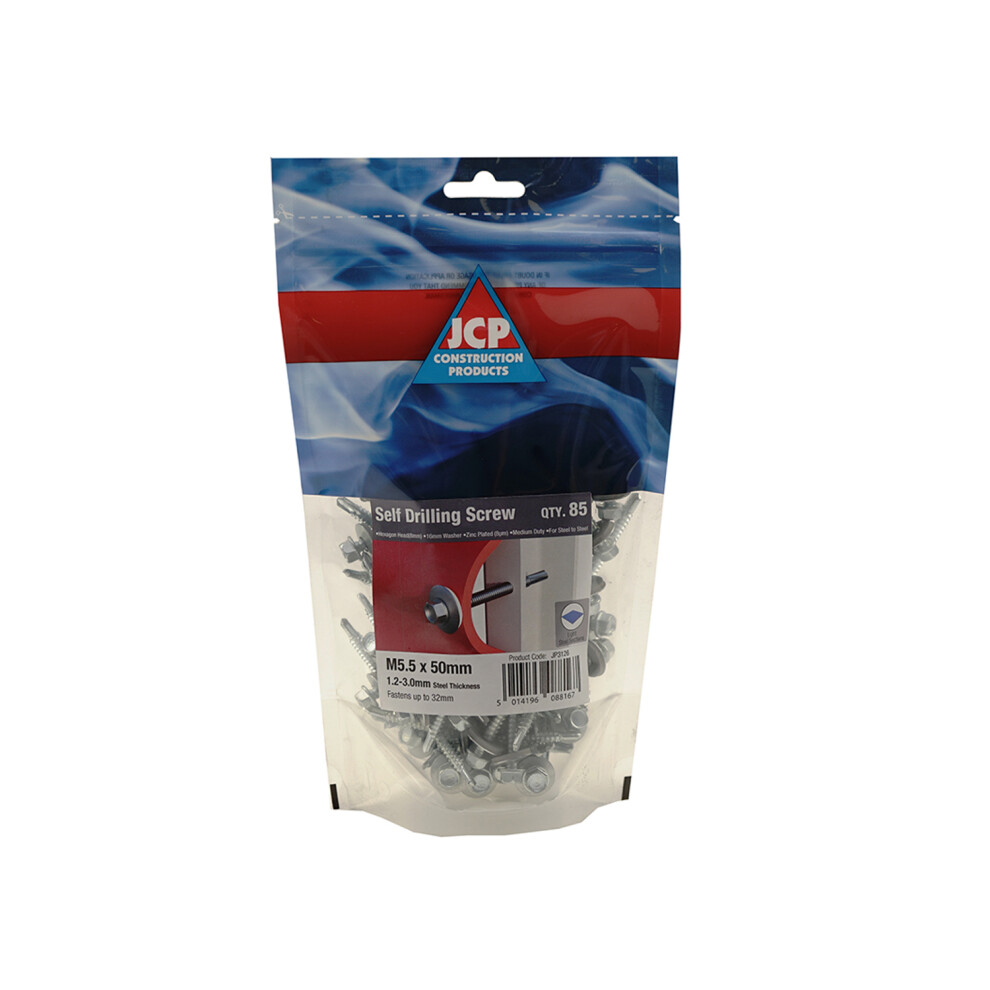 Jcp Fixings Metalfix Self-Drilling Screws 5.5 X 50Mm - Fjpomfl55050w16 - Bag Of 5014196088167