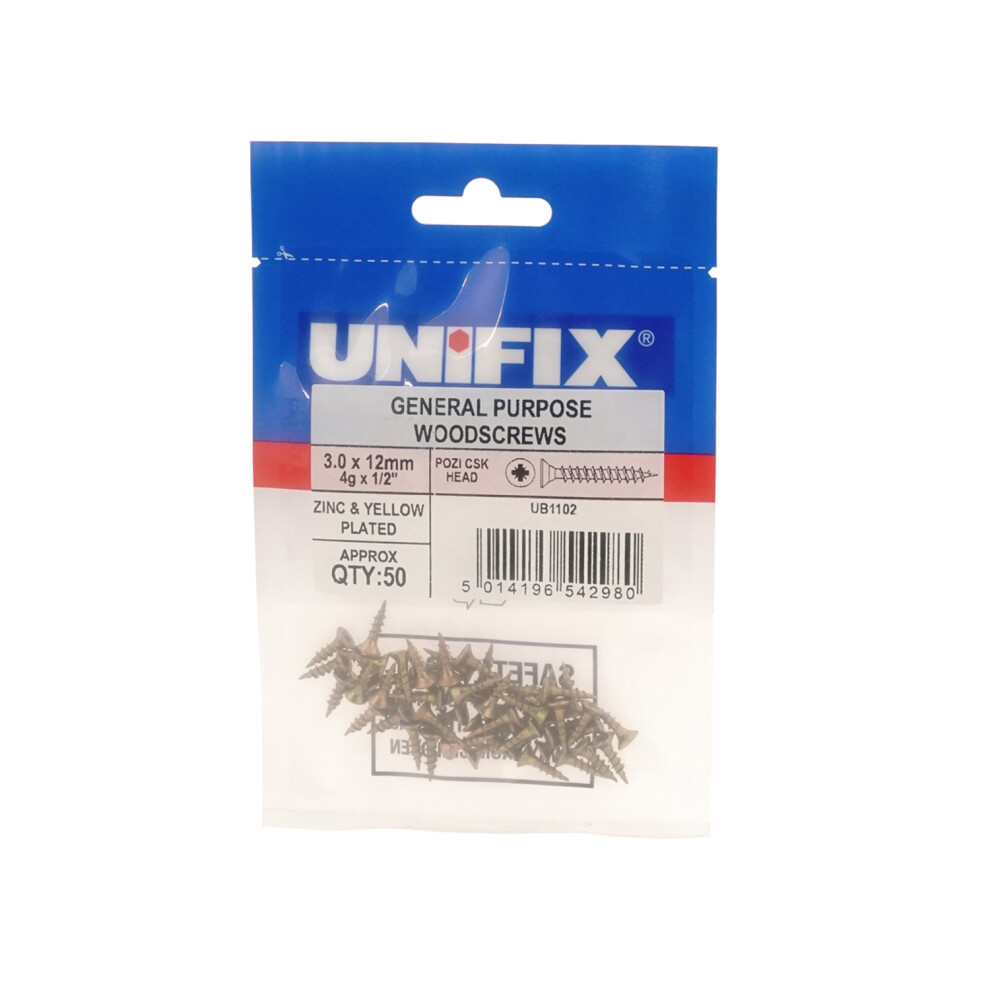 Unifix General Purpose Chippy Woodscrews 4.0 X 70Mm - Ub9chippy/100 - Box Of 125 5014196543086